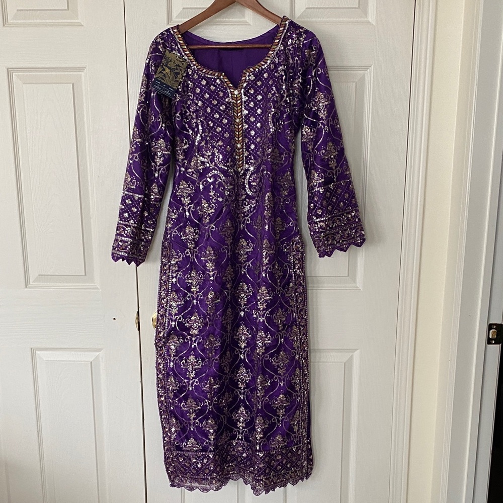 LASHKARA Majestic Purple Embroidered with Gold Accents Indian Suit